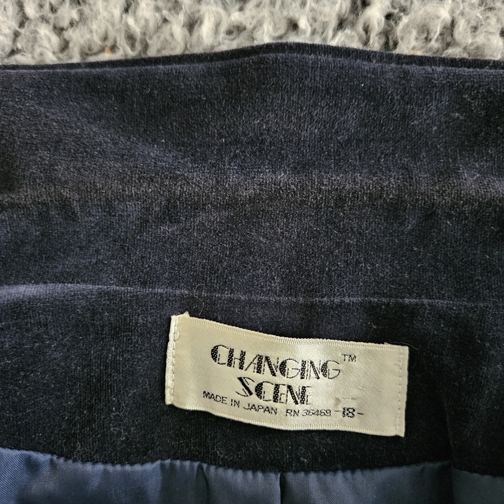 Vintage Women's Blue Velvet Blazer Size 18 Large L Changing Scene Made in Japan - Picture 3 of 13